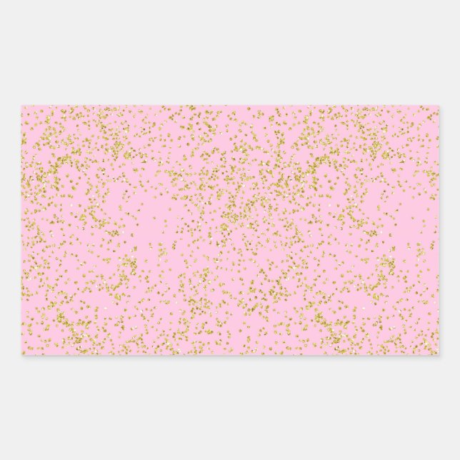 Faux Gold Foil Pink Background Sprinkle Glitter Sticker (Front)