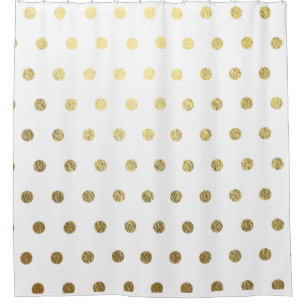 Faux Gold Foil Polka Dot Bathroom Shower Curtain