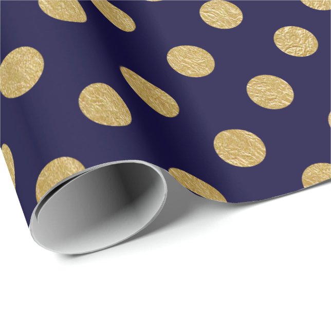 Faux Gold Foil Polka Dot Pattern Wrapping Paper (Roll Corner)