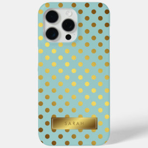 Faux Gold Foil Polka Dots Pattern Personalized iPhone 15 Pro Max Case