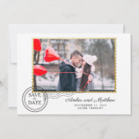 Faux Gold Foil Postage Save the Date
