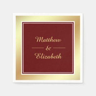 Faux Gold Foil Red Wedding Paper Napkin