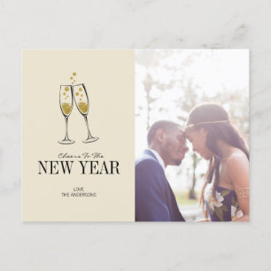 Faux Gold Foil salue la carte postale photo du Nou