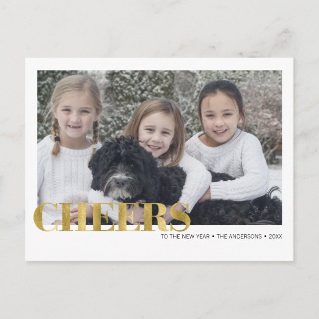 Faux Gold Foil salue la carte postale photo du Nou (Devant)