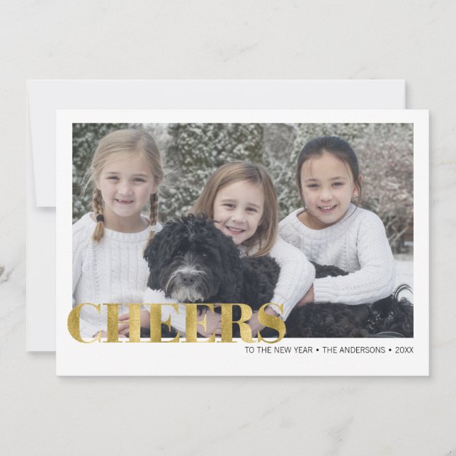 Faux Gold Foil salue le Carte photo du Nouvel An (Devant)