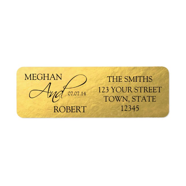 Faux Gold Foil Save the Date Bride Groom Adress (Front)