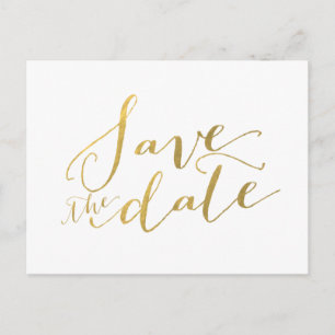 Faux Gold Foil Save the Date Postcard 2