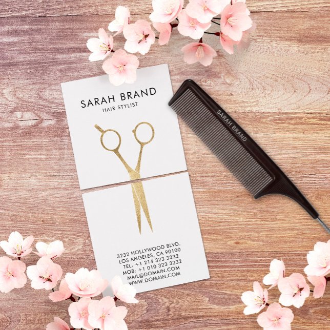 Faux Gold Foil Scissors Hair Stylist Square Business Card (Creator Uploaded)