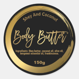 FAUX Gold Foil Shea Body Butter Circle Labels