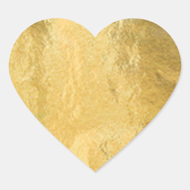 Faux Gold Foil Shiny Metallic Heart Sticker (Front)