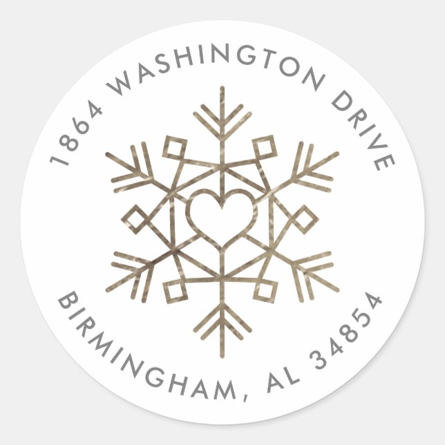 Faux Gold Foil Snowflakes Return Address Label (Front)