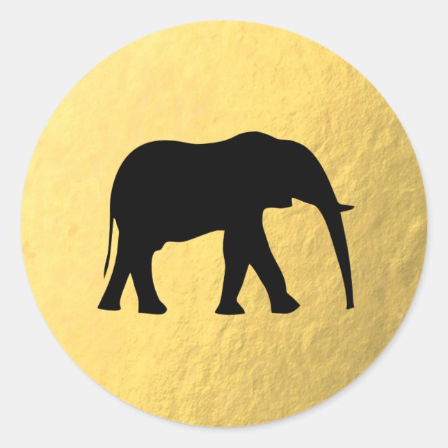 Faux Gold Foil - Sticker pour éléphant noir (Devant)