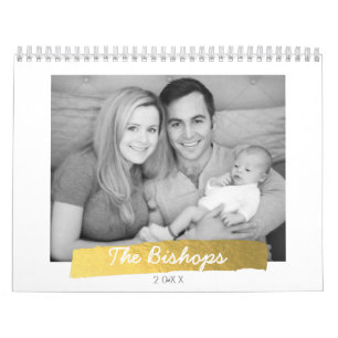 Faux Gold Foil Stripe Photo Calendar
