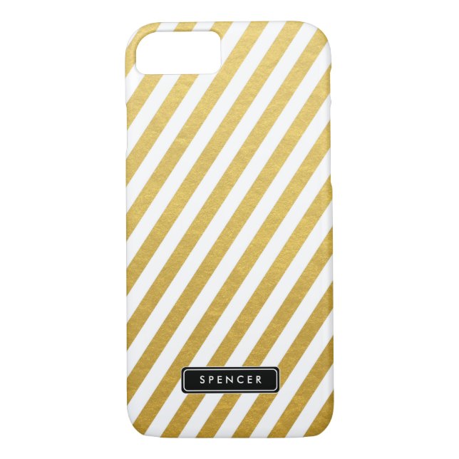 Faux Gold Foil | Striped Custom iPhone 7 Case (Back)