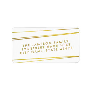 Faux Gold Foil Stripes Address Label