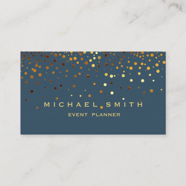 Faux Gold Foil Subtle Glitter Blue Business Card (Front)
