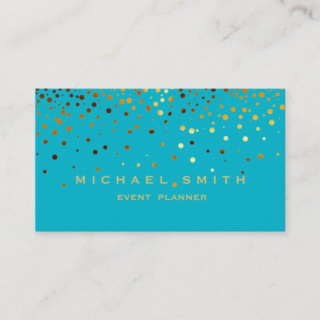 Faux Gold Foil Subtle Glitter Blue Business Card (Front)