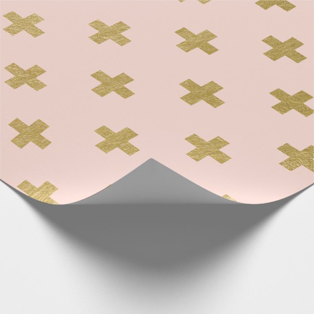 Faux Gold Foil Swiss Cross Pattern Wrapping Paper (Corner)