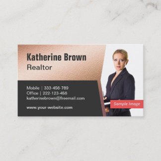 Faux Gold Foil Texture, Real Estate Realtor Photo Business Card