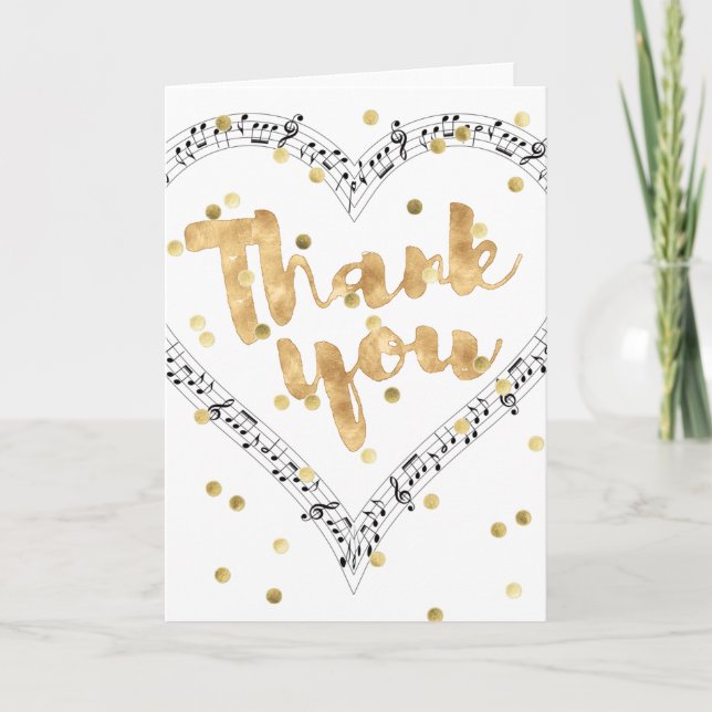 faux gold foil Thank you calligraphy music (Front)