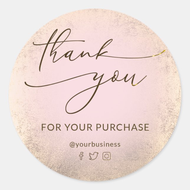 faux gold foil thank you classic round sticker (Front)