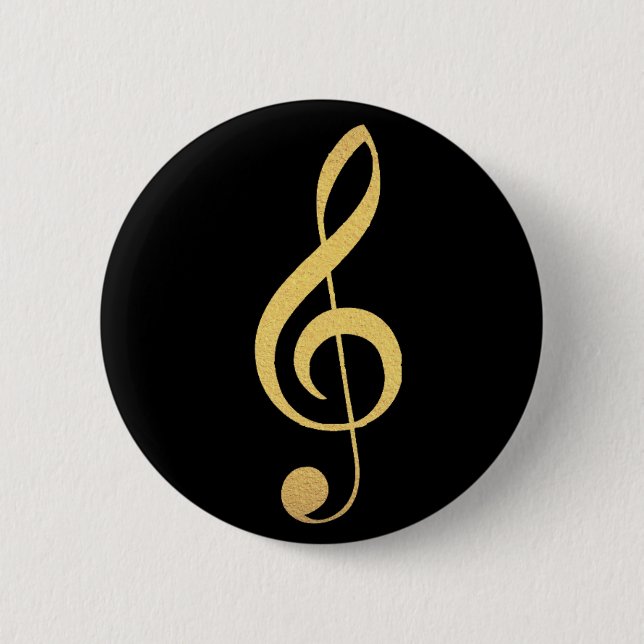 Faux Gold Foil Treble Clef Musical Button (Front)