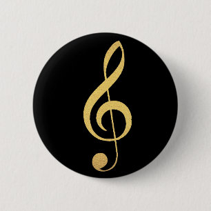 Faux Gold Foil Treble Clef Musical Button