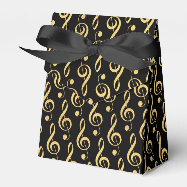 Faux Gold Foil Treble Clef Musical Favour Box (Front Side)