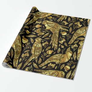 Faux gold foil tropical pattern wrapping paper