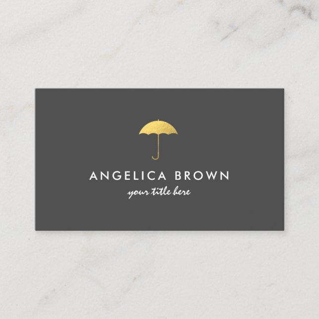 Faux Gold Foil Umbrella Business Card (Front)