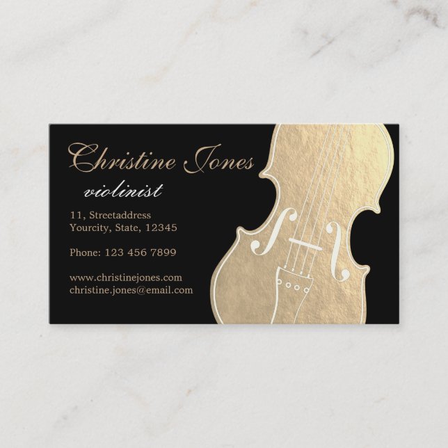faux gold foil violin business card (Front)