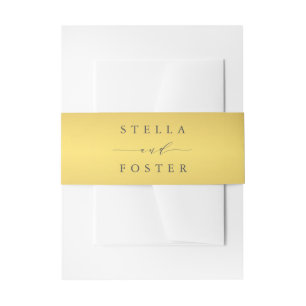 Faux Gold Foil Wedding Personalized Invitation Belly Band