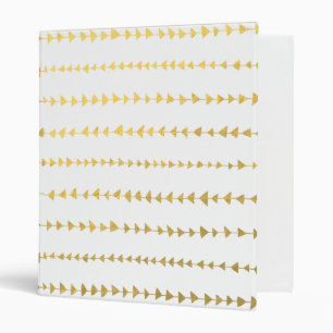 Faux Gold Foil White Arrows Pattern Binder