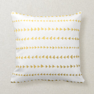 Faux Gold Foil White Arrows Pattern Throw Pillow