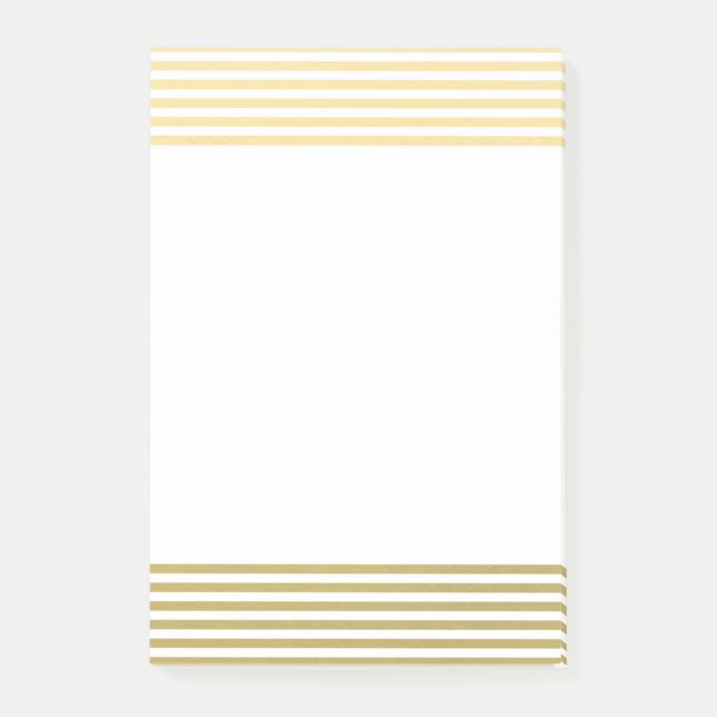 Faux Gold Foil White Stripes Pattern Post-it Notes (Front)