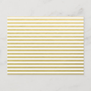 Faux Gold Foil White Stripes Pattern Postcard