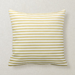 Faux Gold Foil White Stripes Pattern Throw Pillow