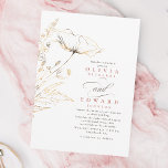 Faux Gold Foil Wildflowers Dusty Pink Wedding Invitation<br><div class="desc">Perfect for a sunny summer rustic wedding or boho wild elopement... this dusty pink and gold minimalist wedding invitation is meant to remind that weddings are about celebrating love. Chic yet casual hand-drawn wildflowers give the feeling of being in a meadow. Let the lighthearted style bring a touch of playful...</div>