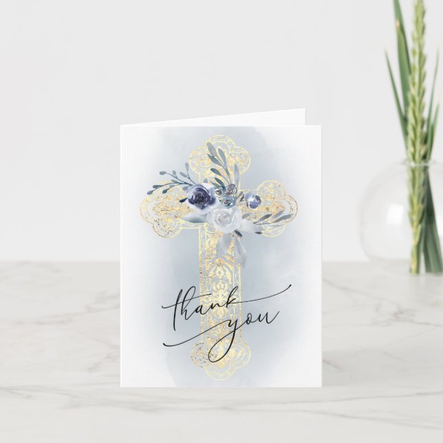 Faux Gold foin Cross carte de remerciements (Devant)