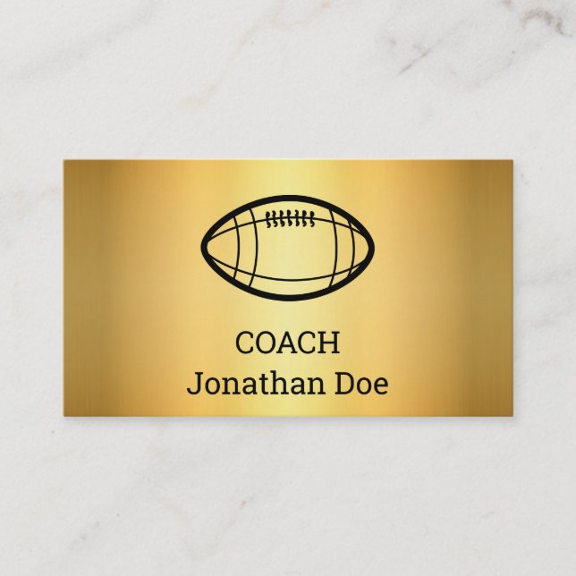 Faux Gold Football Coach Business Card (Front)