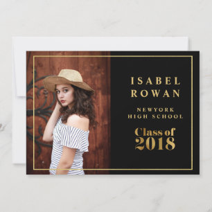 Faux gold Frame Graduation 2018 Photo invitation