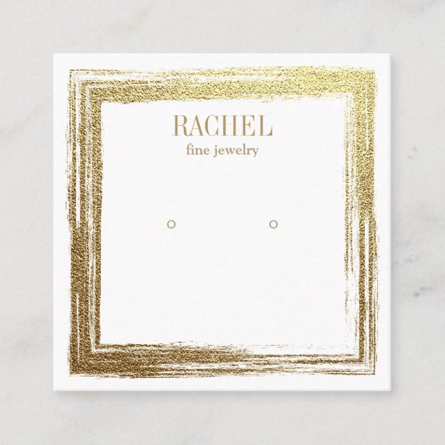 Faux Gold Frame Luxury Jewellery Earring display Square Business Card (Front)