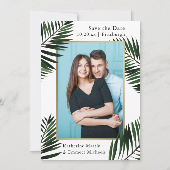Faux Gold Frame Wedding Save the Date Photo (Front)