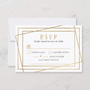 Faux Gold Geometric Frame Wedding buffet RSVP Card