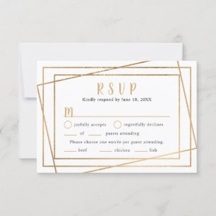 Faux Gold Geometric Frame Wedding RSVP + entrées