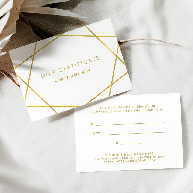 Faux Gold Géométrique en blanc | Certificat cadeau (Créateur téléchargé)