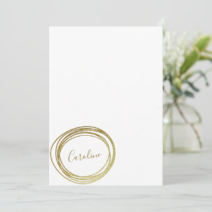 Faux Gold Glitter Abstract Circle Script Name Card