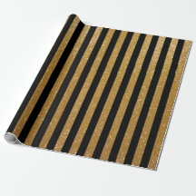 Faux gold glitter and black striped wrappingpaper