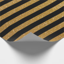 Faux gold glitter and black striped wrappingpaper
