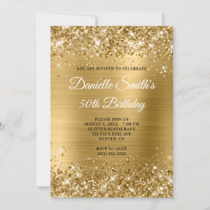 Faux Gold Glitter and Foil 50th Birthday Invitation